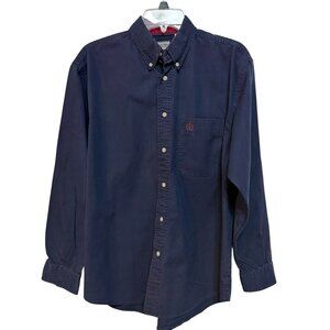 Bugle Boy Blue Twill Button Down Shirt Men's Size Medium VTG? Preppy Academia